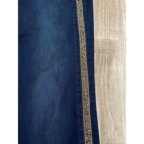 Tommy Bahama High Rise Ankle Jeans Rhinestone Tuxedo Stripe Women’s Sz 4x28 - Picture 2 of 10